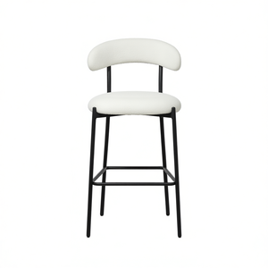 Taburete de Bar con Cubierta de Tela, Base de Metal Negro, Color Nieve, Diseño Moderno para Isla de Cocina - Product Image 1