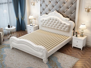 Letto matrimoniale in legno massello di alta qualità in stile tradizionale di lusso con letto King Size per mobili da camera da letto - Product Image 5