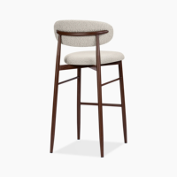Tabourets de bar modernes sans accoudoirs Tabourets de bar à hauteur de comptoir Tabourets de comptoir rembourrés avec pieds en bois pour îlot de cuisine Salle à manger