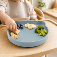 Assiette d'apprentissage à ventouse en silicone en forme d'ours Zeto ZT013, personnalisable avec logo, sans BPA, de qualité alimentaire, pour bébés de 0 à 12 mois