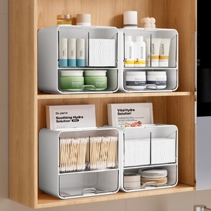 Wall Mounted Cosmetic Storage Box White Transparent Rectangular Durable For <b>Bathroom</b> <b>Shelf</b> - Product Image 4
