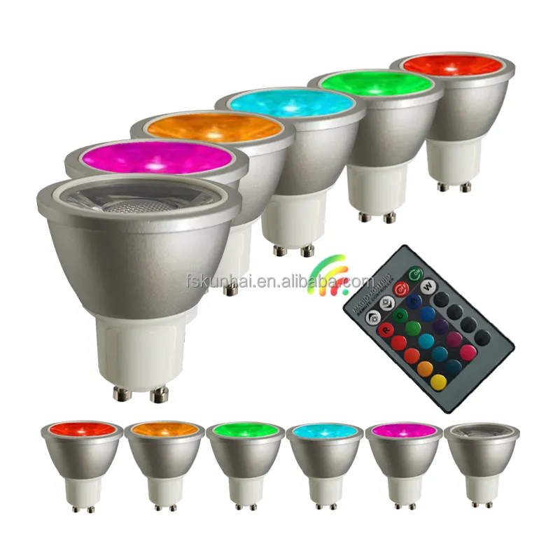 3W 5W आरजीबी रंग एलईडी कप spotlights, सात रंग समायोज्य प्रकाश 16 रंग बुद्धिमान रिमोट कंट्रोल KH-RGB-CL50