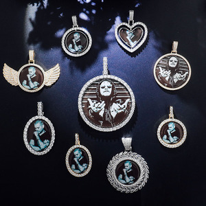 Zuanyang Hip Hop Jewelry VVS Moissanite <strong>Angel</strong> <strong>Wings</strong> <strong>Picture</strong> <strong>Pendant</strong> Custom 925 Sterling Silver Memory Photo <strong>Pendant</strong> - Product Image 6
