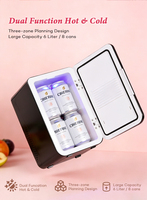 Mini-réfrigérateur portable 6L/8 canettes AC/DC 12V, faible bruit, compact, autonome, pour voiture, chambre, voyage, cosmétiques, boissons, blanc