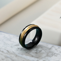 Nouvelle bague pour homme en acier inoxydable transfrontalière originale motif en soie aléatoire combinaison bicolore bague en acier au titane