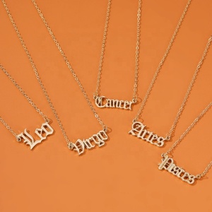 Jachon fashion hommes élégant collier zodiaque lettres <span class=keywords><strong>Horoscope</strong></span> pendentif bijoux signe zodiaque collier avec chaîne - Product Image 4