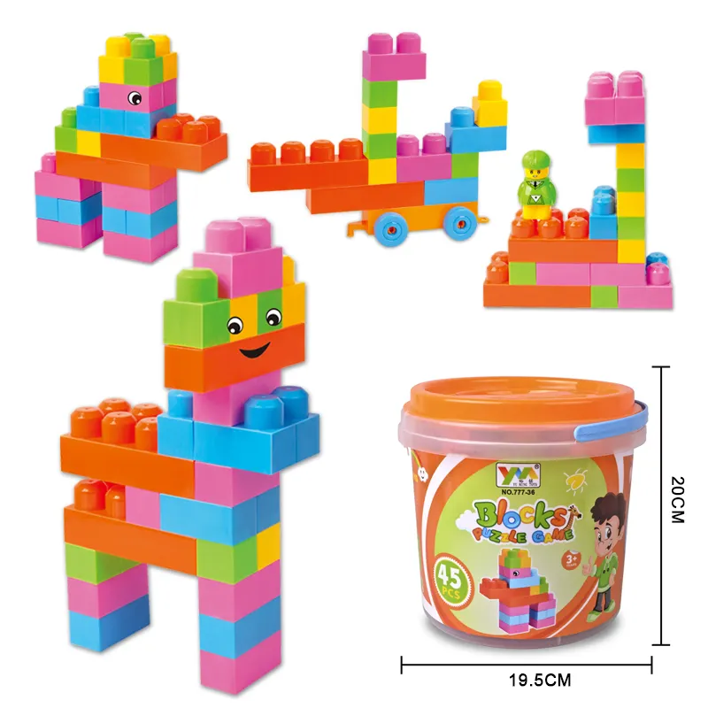 Ensemble de blocs de construction, jouets éducatifs, blocs de construction classiques, pour enfants de tous âges, 45 pièces