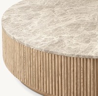 Table Basse Haut de Gamme en Bois Massif, Style Moderne Minimaliste, Meuble d'Intérieur pour Côté Canapé