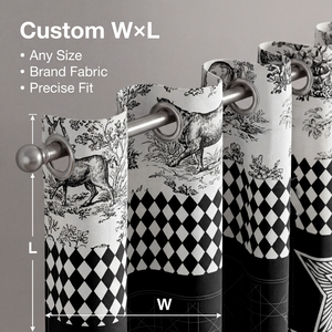 Rideaux occultants à œillets personnalisés, motif logo géométrique monogramme <span class=keywords><strong>oblique</strong></span> noir et blanc, style luxe, pour salon, 100% occultants - Product Image 4