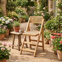 Chaise de salle à manger pliable en rotin naturel de style nordique moderne MULIGNA, en bois massif, pour restaurant, hôtel, jardin