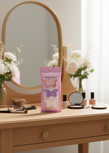 Spugna per trucco Grenobil 7 pezzi x 144 a forma di farfalla, colore lavanda, rosa, bianco - Product Image 2