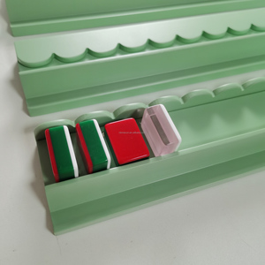 Supports de Mahjong en bois de hêtre vert de luxe de haute qualité, festonnés, avec poussoirs, couleur personnalisée / 4 supports de Mahjong - Product Image 1