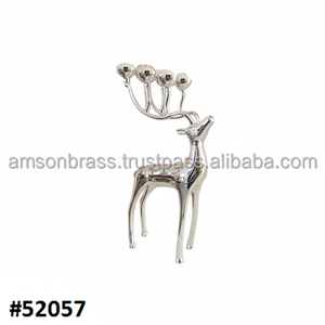 Porte-bougie en métal argenté en forme de renne, décoration de salon, design luxueux, porte-bougie en métal en forme de cerf - Product Image 3