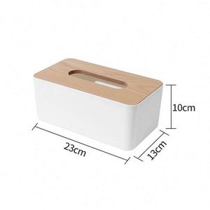 Household <b>Paper</b> Towel Storage Box <b>Tissue</b> Box Holder Napkin Box with Wood Bamboo Lid - Product Image 5