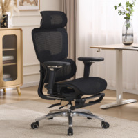 Chaise de bureau ergonomique noire à dossier haut en maille avec appui-tête et soutien lombaire réglables