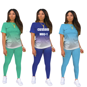 Conjunto de algodón bordado de verano, conjunto de 2 piezas con degradado, conjunto de dos piezas <span class=keywords><strong>E</strong></span> personalizado para mujer, conjunto informal 3xl de talla grande, conjuntos de mujer de 10 colores - Product Image 1