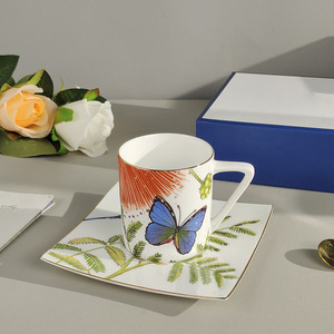 Light Luxury High-end Bone China Gold <b>Edged</b> <b>square</b> Dish Coffee Cup Home Restaurant Coffee Shop Tea Cup - Product Image 3