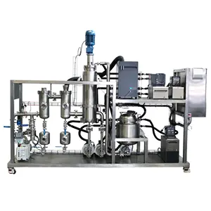 Máquina de destilação de filme limpo de aço inoxidável, equipamento de destilação a vácuo de óleo essencial e álcool, máquina de destilação de caminho curto
