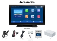 Layar Navigasi Portabel 2K 9" Wireless CarPlay Android Auto Dengan Kamera Mobil DVR Perekam Ganda Depan Belakang