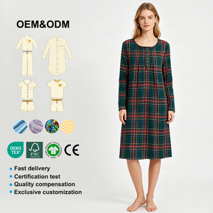 <span class=keywords><strong>Camicia</strong></span> da <span class=keywords><strong>Notte</strong></span> Autunnale Baifei per Donne, Maniche Lunghe, <span class=keywords><strong>Cotone</strong></span> Pima, Pigiama Organico Femminile - Product Image 1