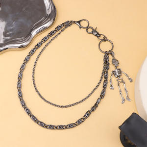 Chaîne de taille squelette double couche en alliage de zinc, style Hip Hop Punk, unisexe, pour adulte, chaîne de corps tendance - Product Image 6