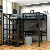 Lit personnalisé de style nordique en métal à deux étages au design moderne et en bois massif pour petites chambres familiales