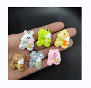 Résine animaux tenant crème glacée Kawaii Cabochon Slime charmes bricolage artisanat accessoires - Product Image 1