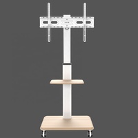 Carrito de TV de madera Altura ajustable Soporte de montaje de TV Carrito de TV Acero de plasma ajustable Se adapta a pantalla plana de 26-70 pulgadas
