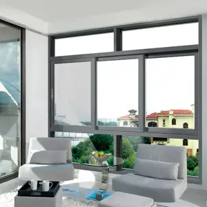 יצרן חלונות הונג טאהה זכוכית מחוסמת זכוכית כפולה חלונות שחורים השפעת הוריקן חלון הזזה אלומיניום