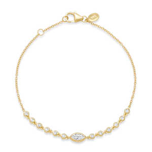 Bracelet en diamant Mossanite taillé Marquise Bracelet de tennis en faux diamant cultivé en laboratoire réglable - Product Image 3