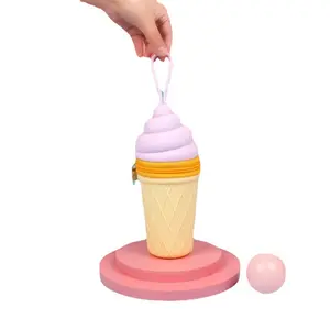 Estuche de papelería de cono de helado de moda para niños, regalos fáciles de limpiar y ecológicos para niños