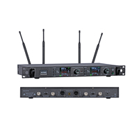 Système de micro sans fil UHF à double canal M-7602 True Diversity avec écran TFT, prend en charge l'antenne externe pour la parole, l'église, la scène
