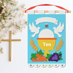 Venta caliente Kit de decoración de la Iglesia Santa de 6 pulgadas, pancarta de fieltro y pegatinas de gemas, Kit de manualidades para fiestas escolares dominicales - Product Image 3