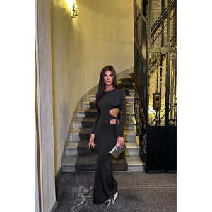 Robe marron à nouer avec détail fenêtre, broderie de luxe, patchwork imprimé, silhouette fourreau ajustée, taille empire, tissage naturel, style western, taille XS - Product Image 3