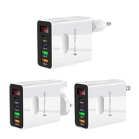 Nouveau chargeur mural numérique 45W avec affichage numérique, 5V 3.1A, 4 ports PD, 2PD QC3.0, charge rapide, adaptateur rapide pour iPhone Huawei