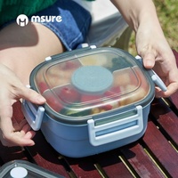 Boîte à lunch portable 3 couches tout-en-un pour micro-ondes, couvercle en plastique détachable, anti-fuite, sans BPA, qualité alimentaire, 1300 ml