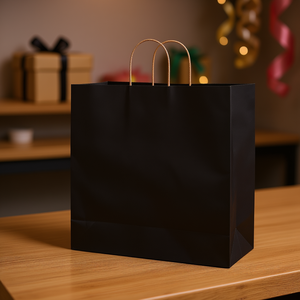 Bolsas de papel kraft negras con asas de 18x7x19 pulgadas, 100 unidades, para fiestas, compras y uso minorista - Product Image 2