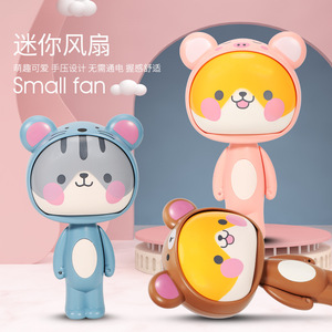 Mini Handheld Fan Plush Bear Design Manual Operation Portable Wearable Student Outdoor Use - Product Image 1