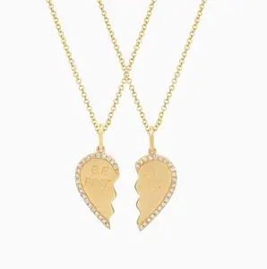 Tarnish Free Choker Jewelry Best Friend Necklace Women Necklace Diamond Heart Couple Pendant Forever Friendship Heart Necklace