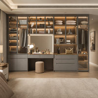Armoire de chambre personnalisée de haute qualité avec multiples solutions de rangement et éclairage LED, dressing intégré