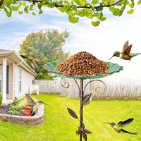 Baño para Pájaros para Exteriores, Baño para Pájaros Vintage Independiente de 42 Pulgadas para Exteriores, Comederos Dobles de Metal para Pájaros