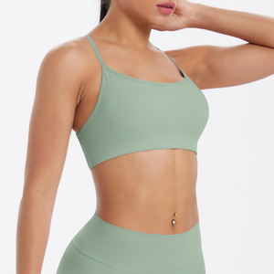 Wholesale Women Thin Strap Criss Cross <b>Back</b> Sports Bra <b>Low</b> Support Shockproof Yoga Bra with Padded Gym Running Workout Crop <b>Top</b> - Product Image 4