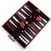 Promotion de la marque Logo personnalisé Voyage portable 15 "18" Luxe Durable Fabriqué à la main en cuir PU Backgammon Jeu de société