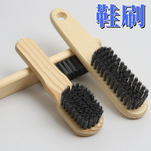 Cepillo para zapatos con mango de madera y cerdas de nailon, juego de 3 piezas para limpieza y eliminación de manchas - Product Image 5