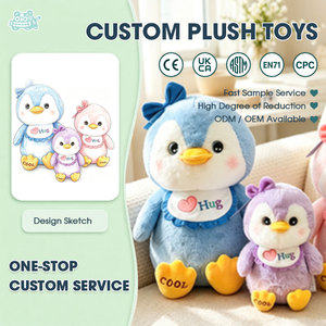 Peluche personnalisée Famille de pingouins bleus, jouet en peluche doux et câlin, OEM ODM, mascotte personnalisée, vente en gros directe usine - Product Image 1