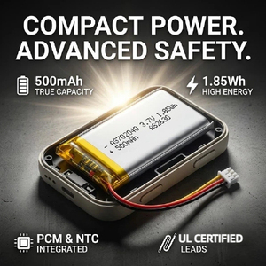 แบตเตอรี่ลิเธียมโพลิเมอร์ 3.7V 500mAh รุ่น 702040 แบบชาร์จได้ ความจุ 1.85Wh ขนาดกะทัดรัด สำหรับอุปกรณ์อิเล็กทรอนิกส์สำหรับผู้บริโภค - Product Image 5
