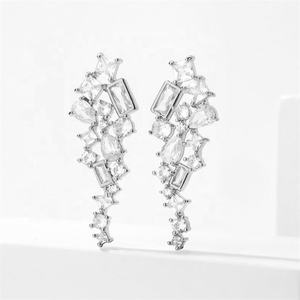 Rakol Luxury Korean Style Geometric Rule <b>Earrings</b> <b>Emerald</b> Zircon <b>Drop</b> Women's Gold Jewelry Accessory Gift New Trendy - Product Image 5