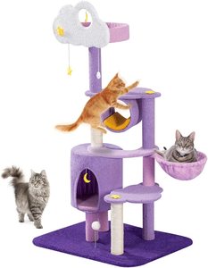 <strong>Large</strong> Size Soft Plush Purple <strong>Cat</strong> <strong>Tree</strong> With Sisal Scratching Post <strong>Cat</strong> Relaxing <strong>Climbing</strong> Tower <strong>Large</strong> <strong>Cat</strong> Condo Furniture - Product Image 1