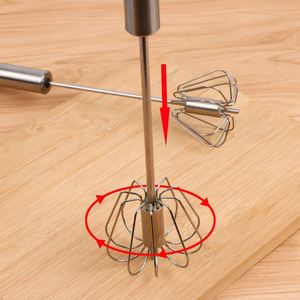 Batidor de Huevos Semiautomático de Acero Inoxidable, Mezclador de Huevos Giratorio, Batidor de Huevos Tipo Prensa - Product Image 4