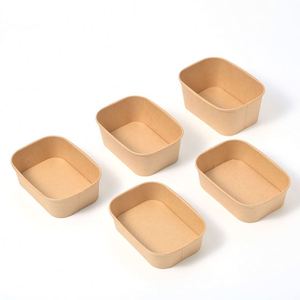 Bol alimentaire jetable en papier kraft écologique avec couvercle, compatible micro-ondes, pour le camping et les plats à emporter rapides - Product Image 2